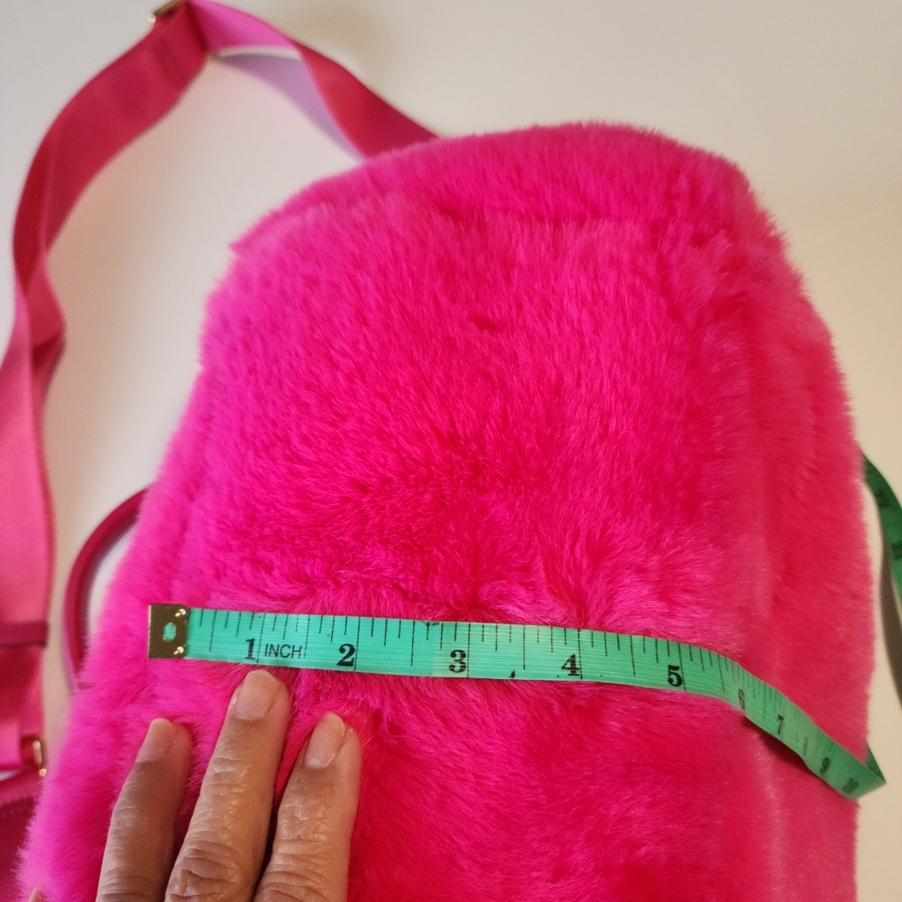 DKNY Hadlee Medium Tote Hot Pink Faux Fur with Shoulder Strap Bag - Picture 15 of 15